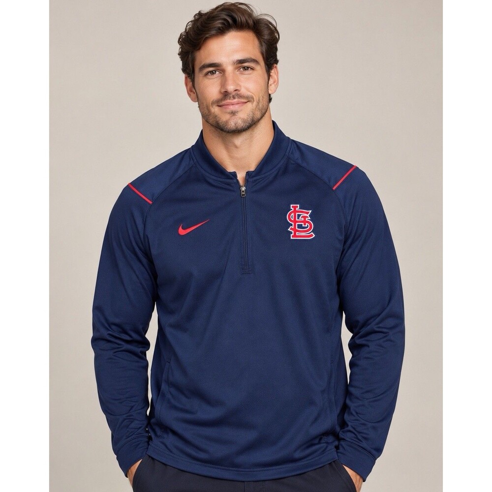 Nike St. Louis Cardinals Dri-FIT Quarter Zip Pullover Men’s Large Navy